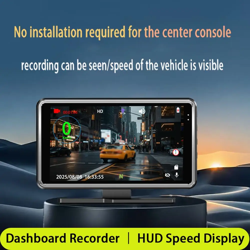 Center Console 5-inch HD Recorder Car HUD Head-up Display Two-in-one ABS PC Black Car Accessories Easy To Use High Quality Tools