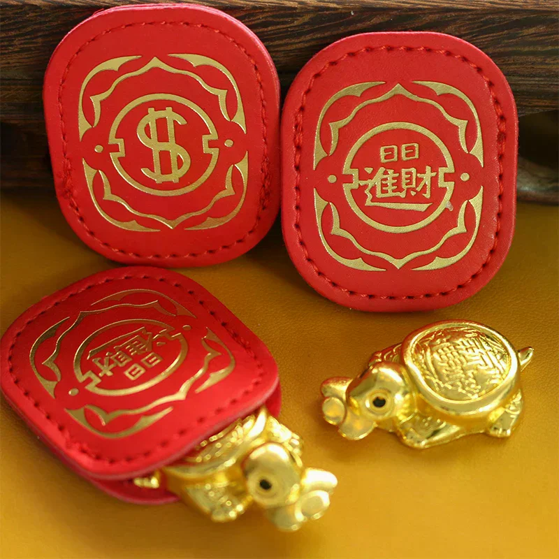 Fengshui Lucky Turtle Wallet Charm Money-biting Turtle Ornaments Decor With 