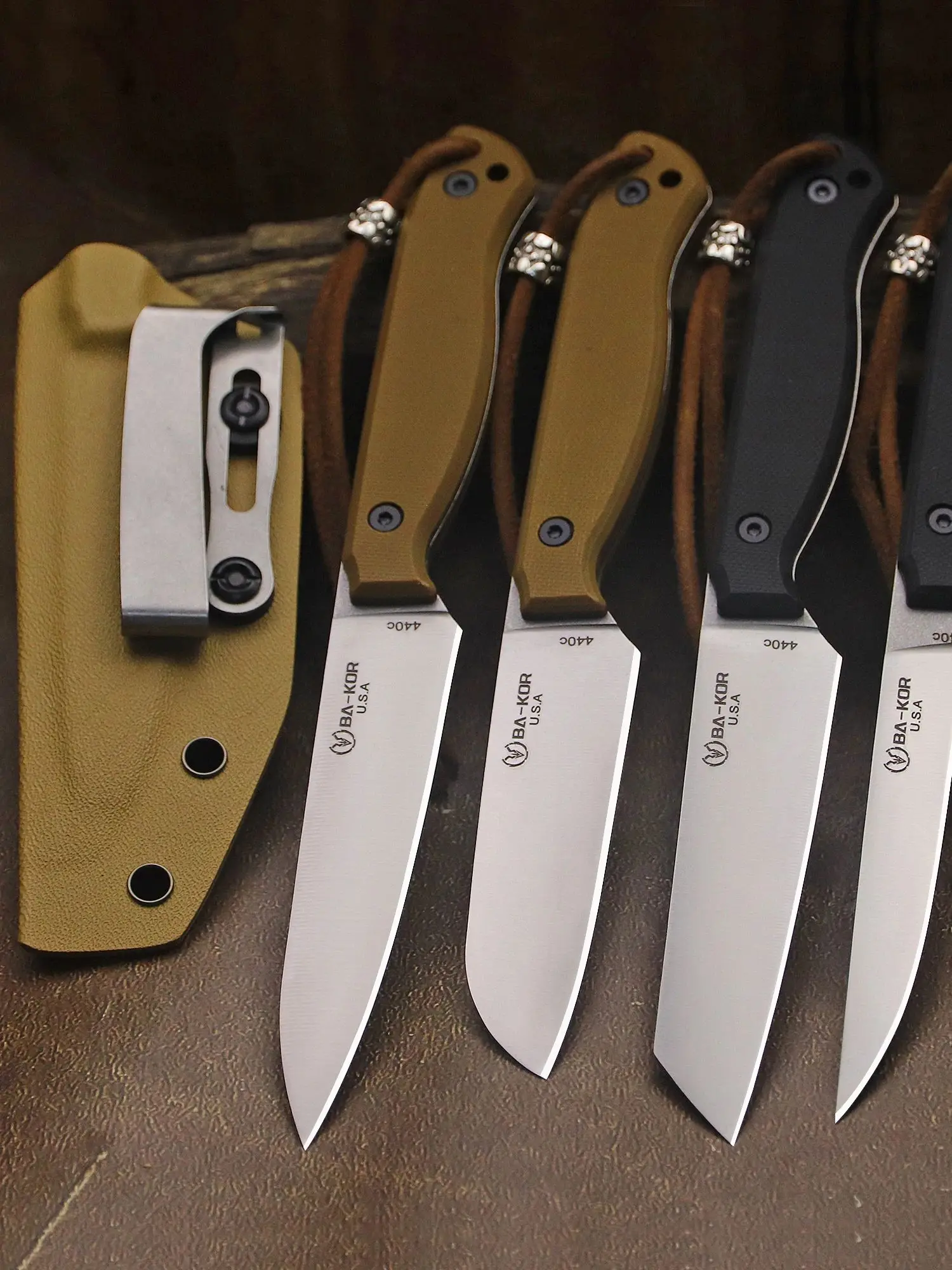Nóż outdoorowy USA BA-KOR (Lekki, Przenośny) ze stali 440, rękojeść G10 + pochwa K, nóż myśliwski, nóż survivalowy, nóż kempingowy — 2