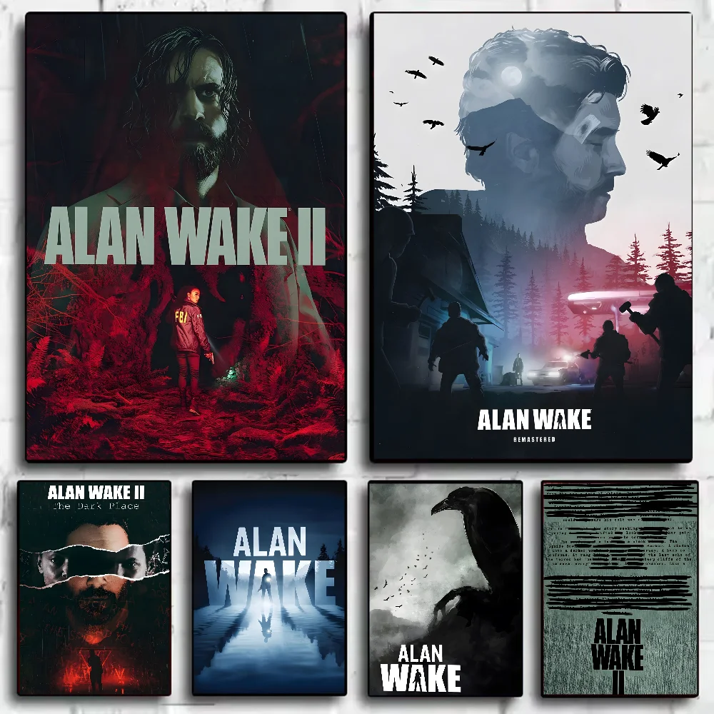 

A-Alan W-Wake 2 Horror Game Poster HD art sticky wall waterproof home living room bedroom bar aesthetic decoration