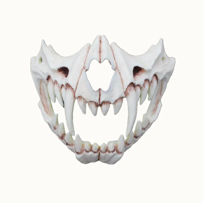 Halloween Mask Simulates Tiger Tooth Bone Plastic Terror Mask Tiger Mask Simulates Bone Cosplay Mask