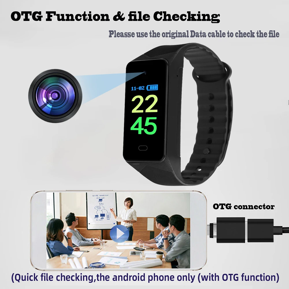 HD 1080P Mini Camera Watch Professional Video Recorder Wearable Bracelet Small Body Camera Sports DV DVR Wristband Camcorder