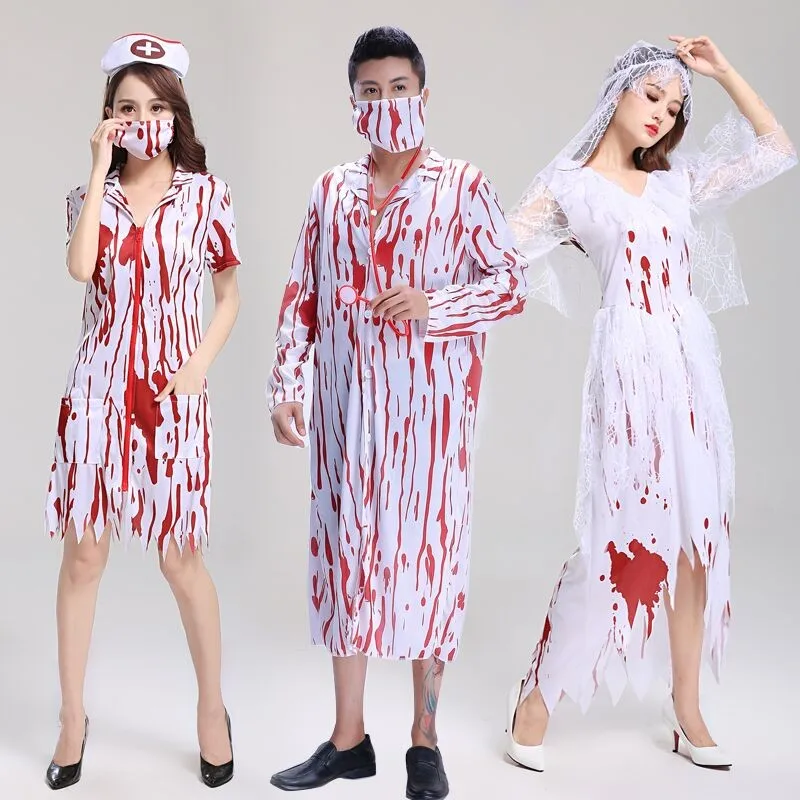 

Костюм медсестры ужасов, женский наряд на Хэллоуин, докторский orm Ghost Bride Dr up, полиэфирное волокно, 00% сценическое представление, Cl...