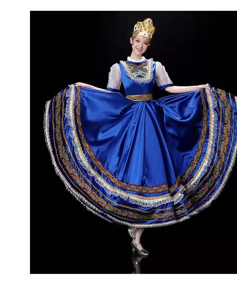 Vestido de traje de baile ruso tradicional, vestidos de escenario de princesa europea, ropa de rendimiento de escenario de Mongolia, elegante y clásico