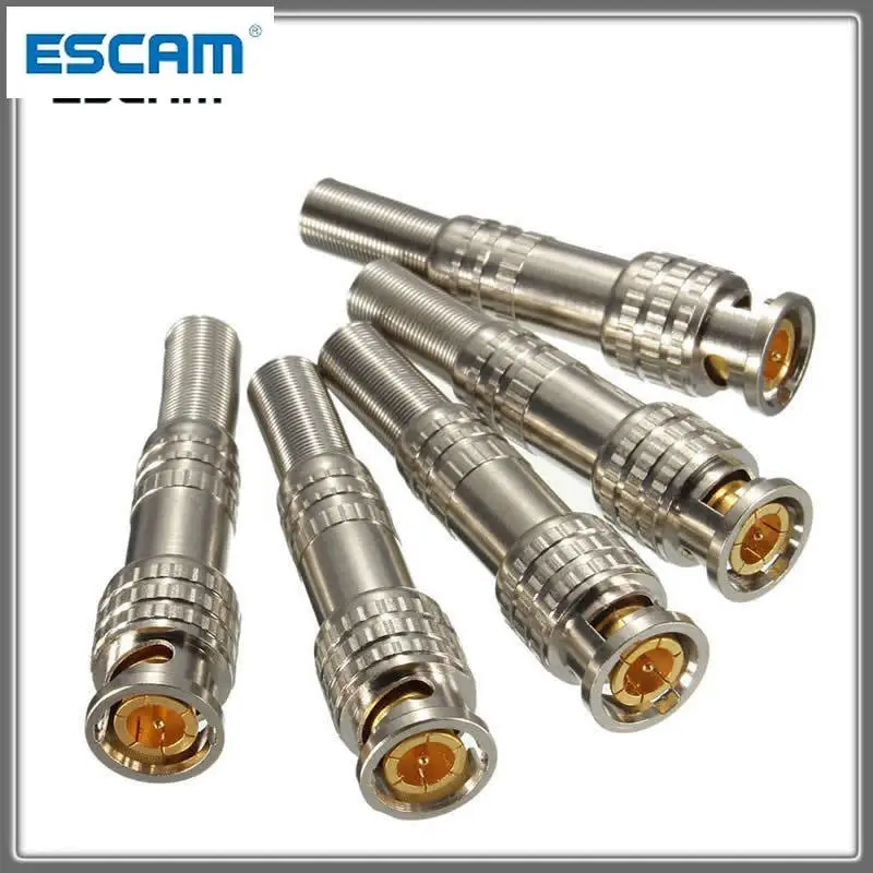 5pcs/lot BNC Male Connector RG-59 for Coaxical Cable Brass End Crimp Cable Screwing CCTV Camera BNC connector by ESCAM BNC01