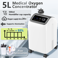 24h Working Time 5L Medical Oxygen Concentrator 93%±3% High Purity Household Use Oxygen Machine With Atomization Cup
