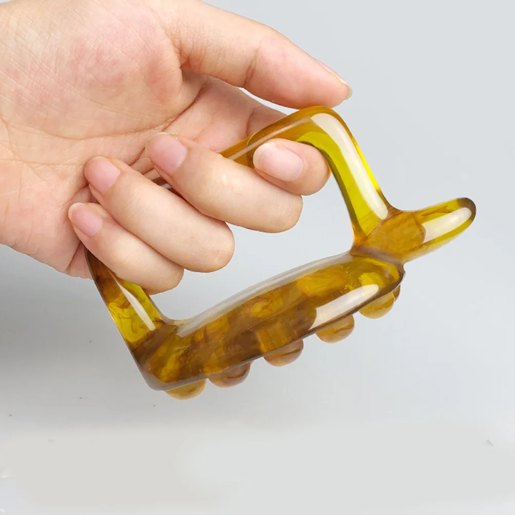 Tabla Gua Sha de masaje de resina marrón, herramienta de relajación muscular, mango ergonómico de tamaño cómodo, herramienta raspadora para pies, cuello y hombros