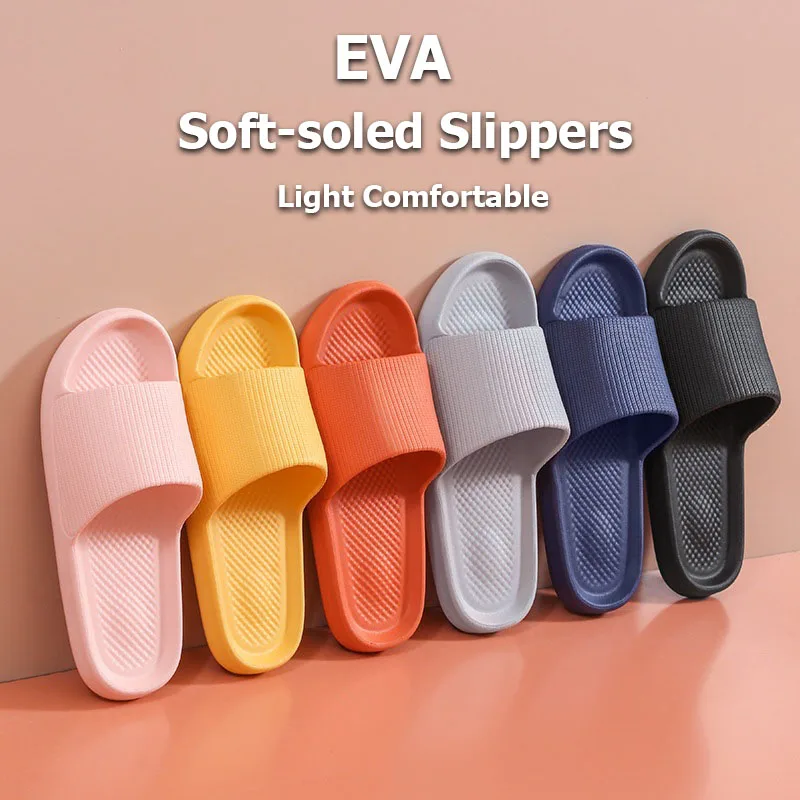 Zapatillas de mujer a la moda para hombre, suela suave de EVA, sandalias cómodas ligeras informales para el hogar, zapatillas antideslizantes para baño, chanclas de playa