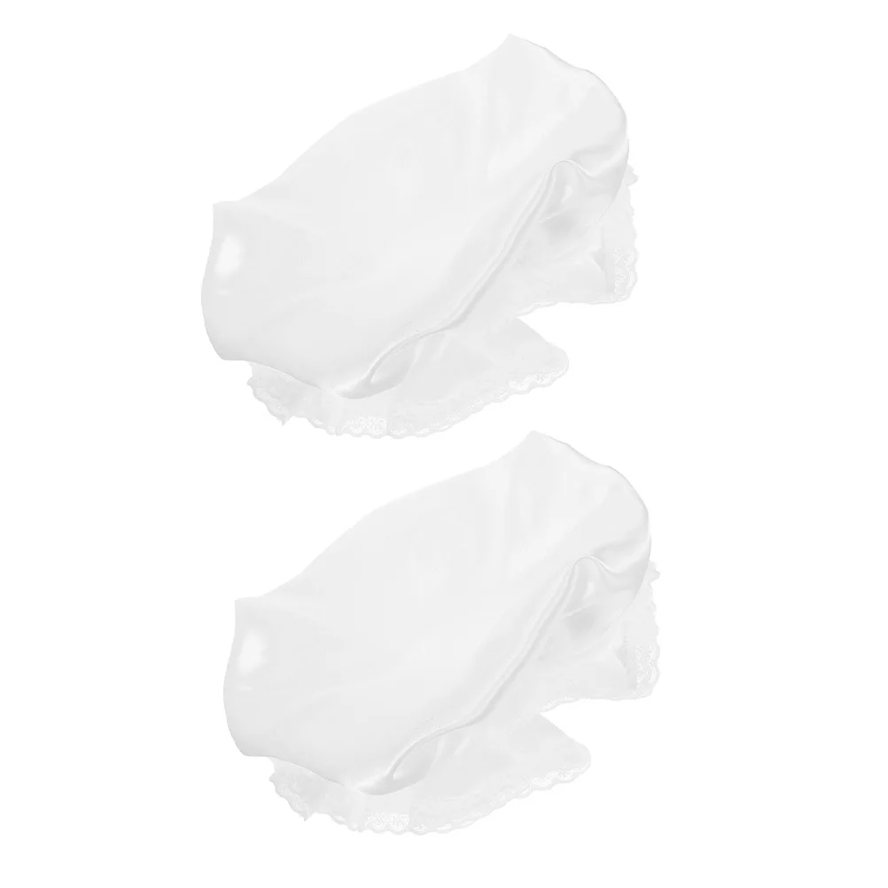 2Pcs Lace Maid Hat Bonnet for Women White Maid Costume Accessory Cosplay Lolita Headwear Tea Party Fancy Dress Event