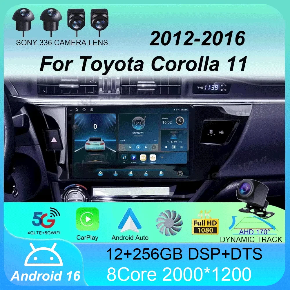 Car Radio Android 16 For Toyota Corolla 11 2012 - 2016 Multimedia Video Player Navigation Stereo GPS No 2din