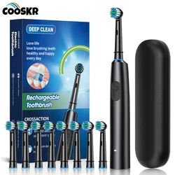 Electric Toothbrush Intelligent Rechargeable Rotating Teethbrush 6X Deep Cleaning Teeth Whitening Tooth Bursh With 8 Heads