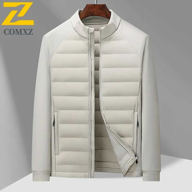 

COMXZ Luxury Men Down Jacket New Trendy Stand Collar Business Casual Ultra Light Down Coat Leisure Travel Windproof Winter Parka