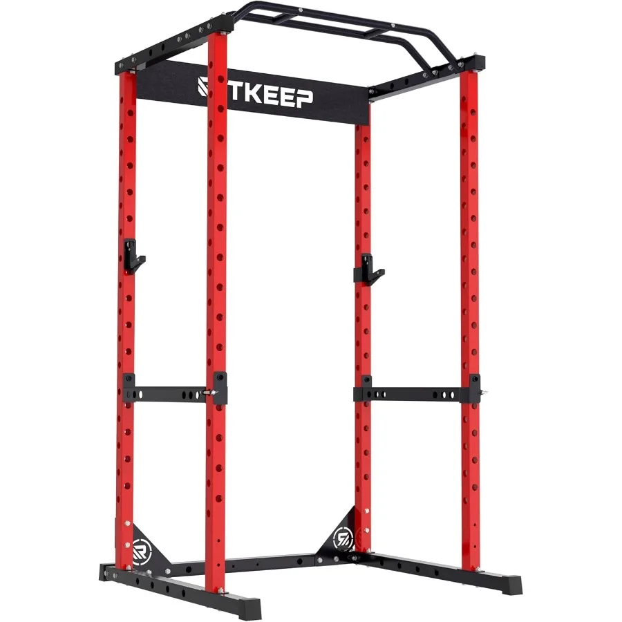 

1200lb Capacity Heavy-Duty Adjustable Power Rack Cage Multi-Purpose Squat Rack with J-Hooks, Pull-up Bar, Safety Bar