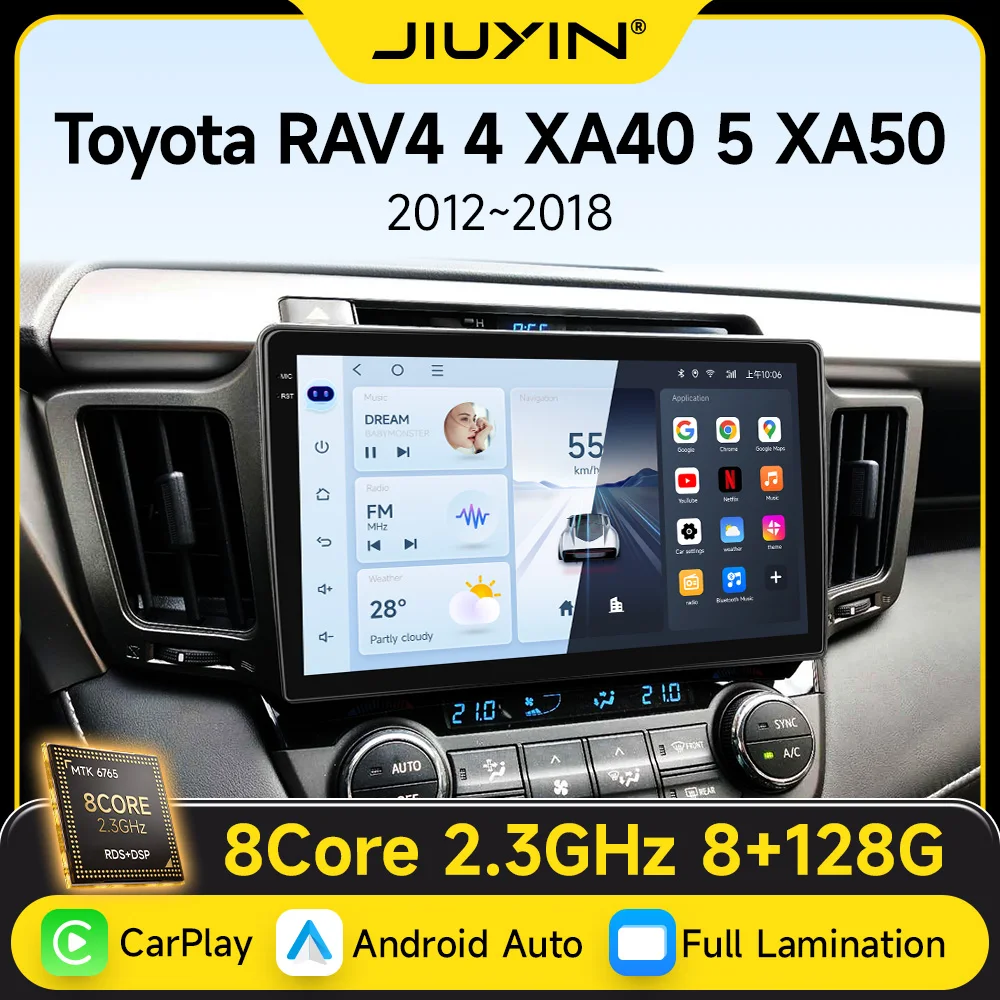 

JIUYIN AI Voice Wireless CarPlay Android Auto Radio for Toyota RAV4 RAV 4 2012 - 2018 4G Car Multimedia GPS 2din autoradio