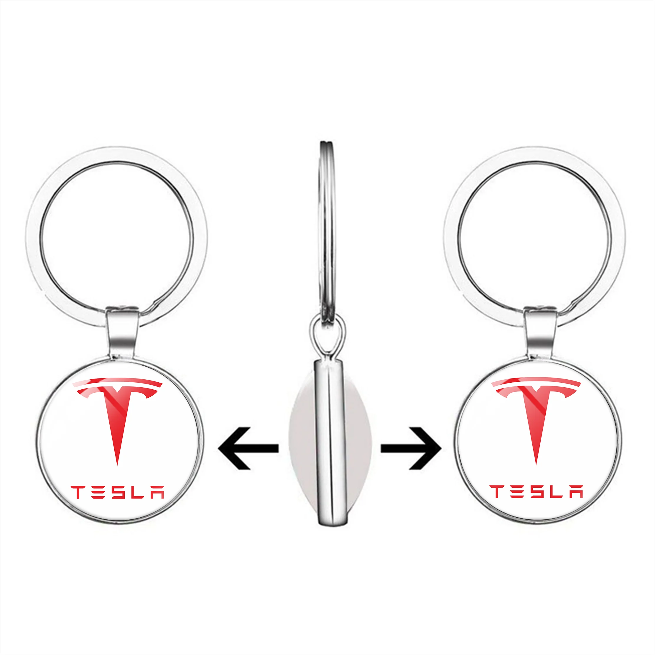 Tesla  Keychain Double sided Glass Keychain Fans Commemorative Gift