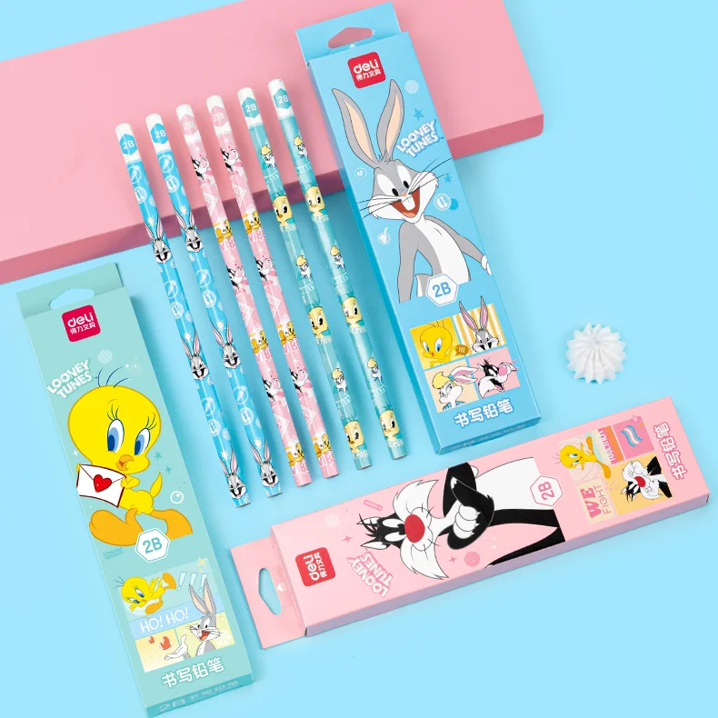 

12Pcs/Box Deli HC117 Looney Tunes Bugs Bunny 2B/HB Pencil Supplies School Office Stationery Kawaii Gift Student