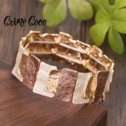 Cring Coco Fashion Trends Bracelet Scalable Folding Geometric Luxury Jewelry Bangle Zinc Alloy Bangles Lover Mother's Day Gift