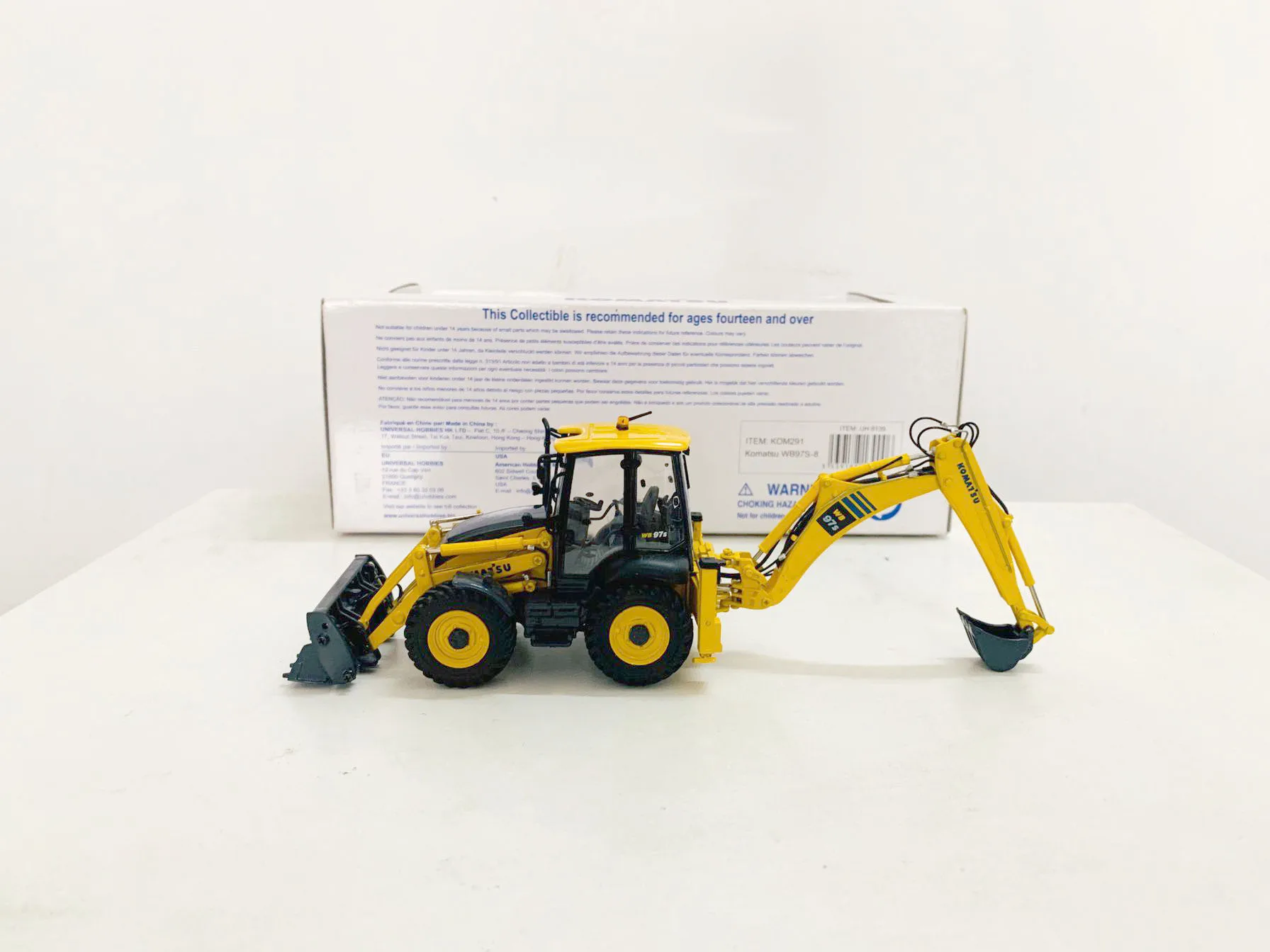 WB97S-8 Backhoe Loader 1:50 Scale Die-Cast Collectible Model UH8139 New in Box