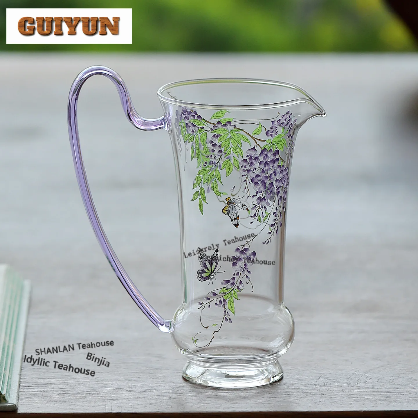 

Чайник-диспенсер для чая из высокопрочного боросиликатного стекла, 170 мл, в форме цветка глицинии, для заваривания и подачи чая, чайная посуда