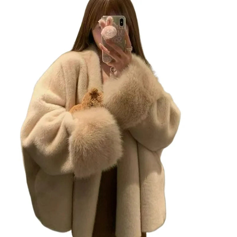 2026 Autumn/winter Korean-style Casual Versatile Loose Elegant Jacket Fashionable Eco-friendly Faux Mink Fur Coat for Women
