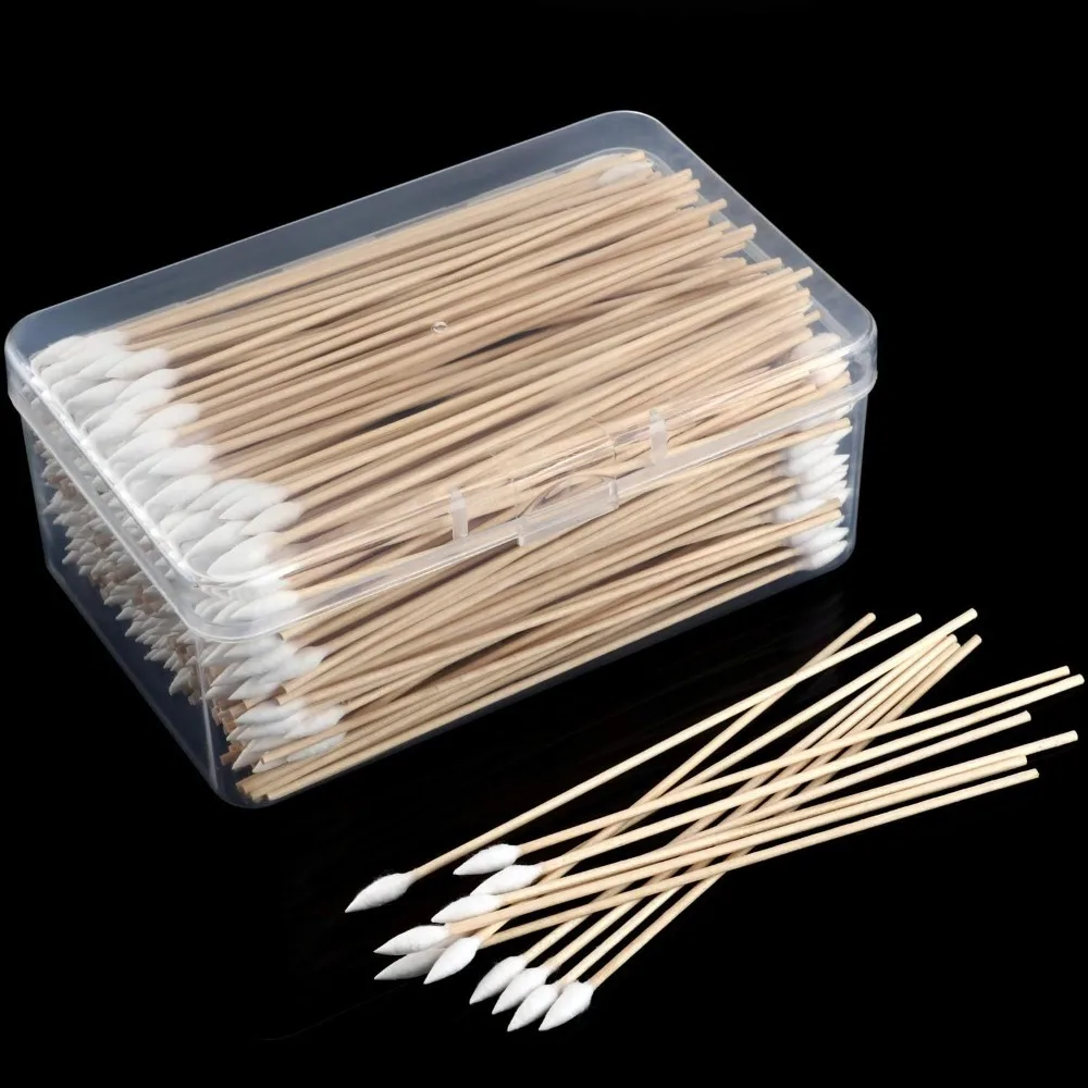 100/300 Stück 6-Zoll-Wattestäbchen mit Präzisionsspitzen – lange Wattestäbchen aus Holz, spitze Wattestäbchen mit Etui – Baumwolle – Detail 23