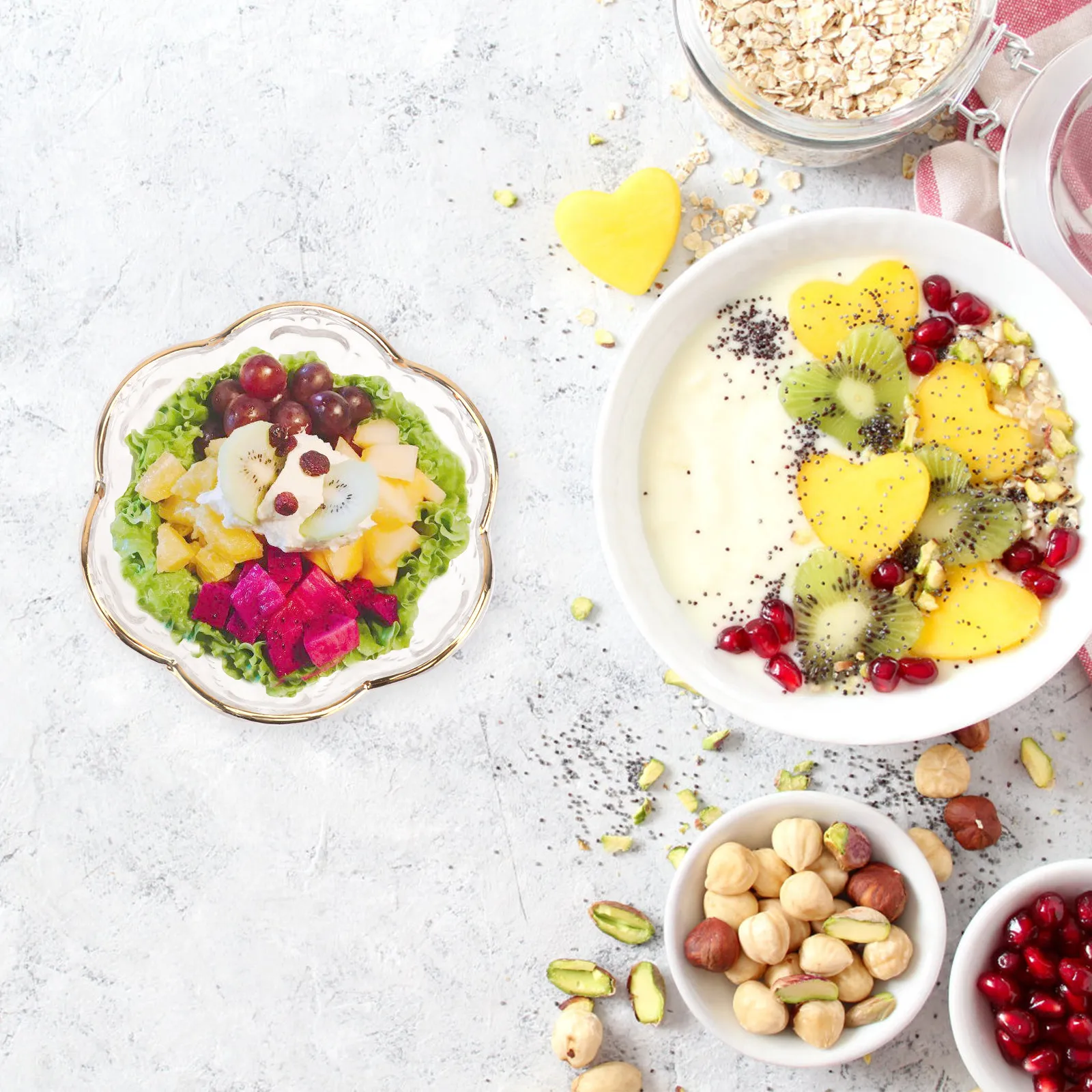 1Pcs Gold-Trimmed Clear Glass Salad Bowl Food Serving Bowl for Fruit Dessert Rice Noodles Party Home Hotel Restaurant Decorative