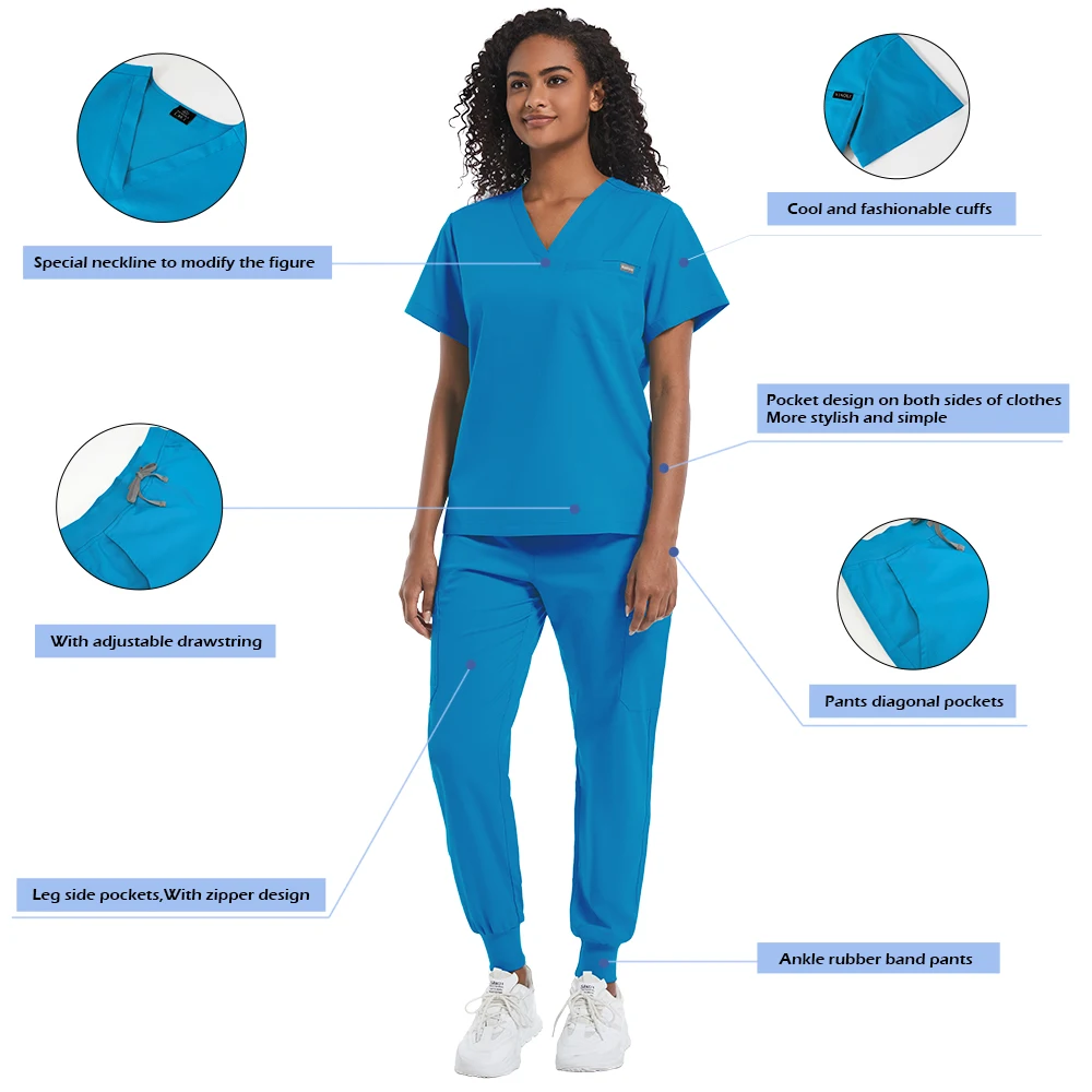 Esfoliantes Médicos para Médicos e Enfermeiros, Roupas Femininas de Trabalho, Uniforme de Enfermagem, Homem Jogger Set, Estheticienne