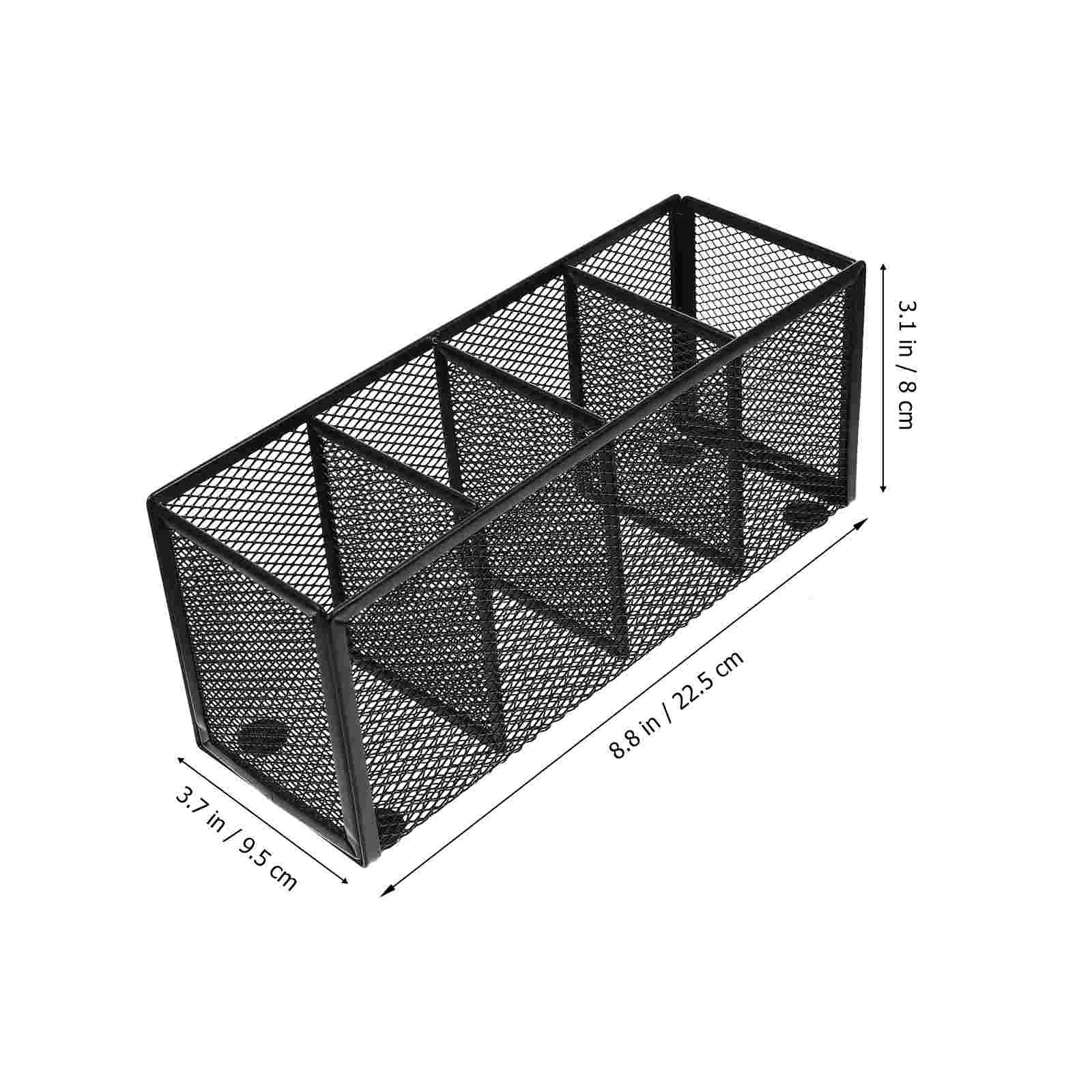 Office Garbage Can Makeup Storage Organizer Wrought Iron Four Grid Pen Holder Home Case Bucket