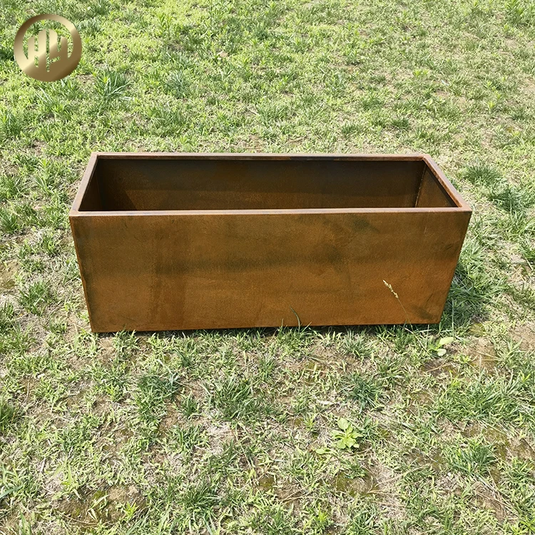 Garden Outdoor Metal Rectangular Rusty Plantador Nursery Planter