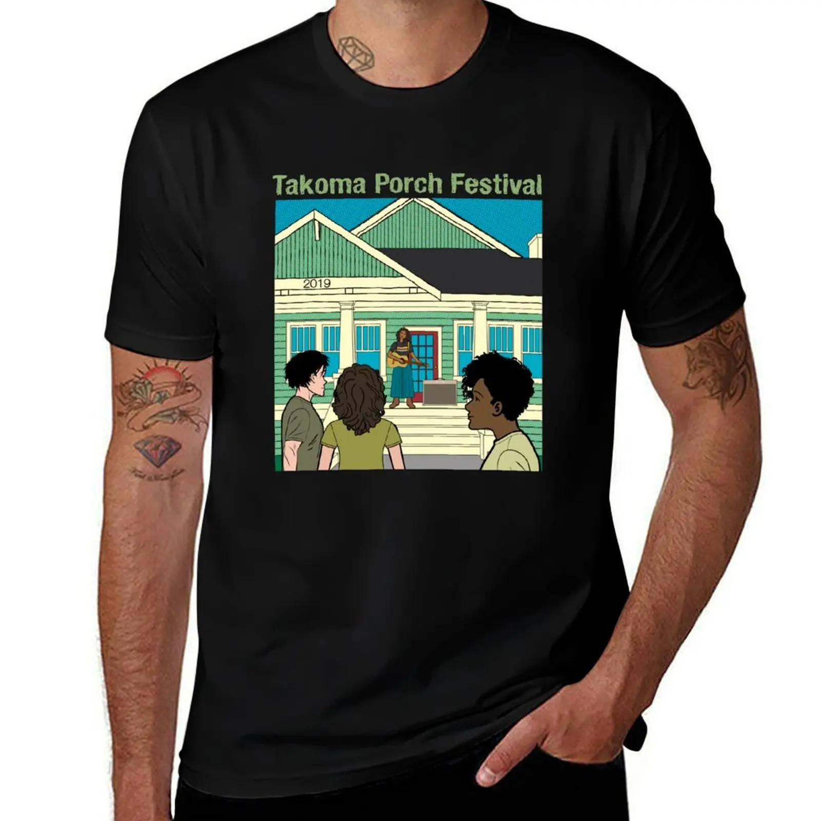 Takoma Porch Festival T-Shirt Breathable Sportswear for Men T-Shirt