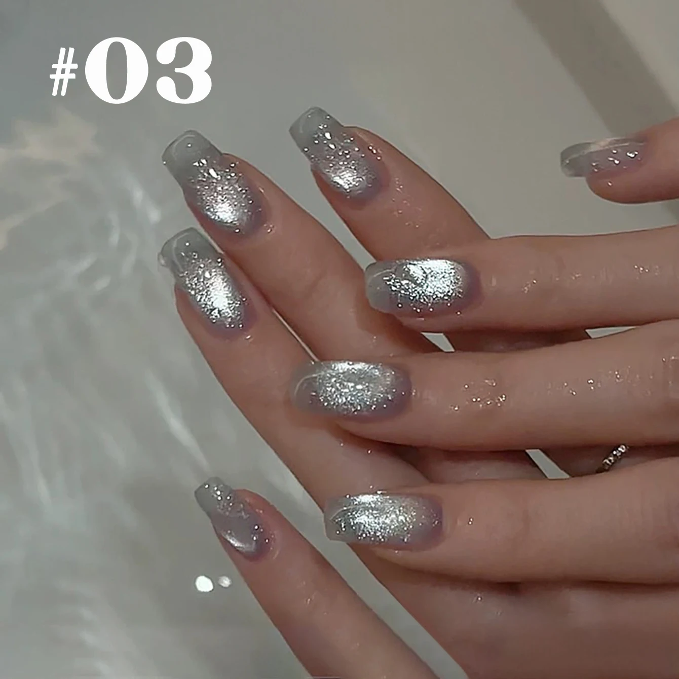 1 pz TC Shiny Glacier Blu Pietra di cristallo Perle di vetro Cat Eye Gel Smalto per unghie Trasparente Blu-Violet Gel Sbiancante Versatile Nail Art