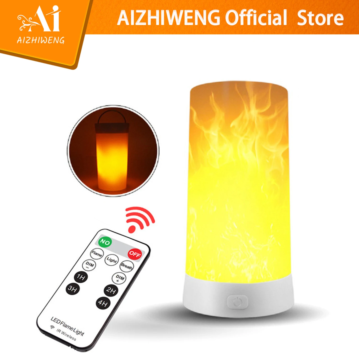 Aizhiweng LED Flammen effekt Licht, USB wiederauf ladbare Tisch lampe mit 4 Modi wasserdichte flackernde Laterne