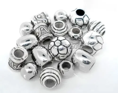 1500Pcs Mixed Spacers European Beads Antique Silver Tone Fit Snake Chain Charms Jewelry Findings