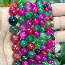 Natural Tourmaline Mixed Dragon Vein Onyx Agates Beads 4/6/8/10/12/14mm DIY Ring Earring Bracelet for Charm Jewelry Making 15