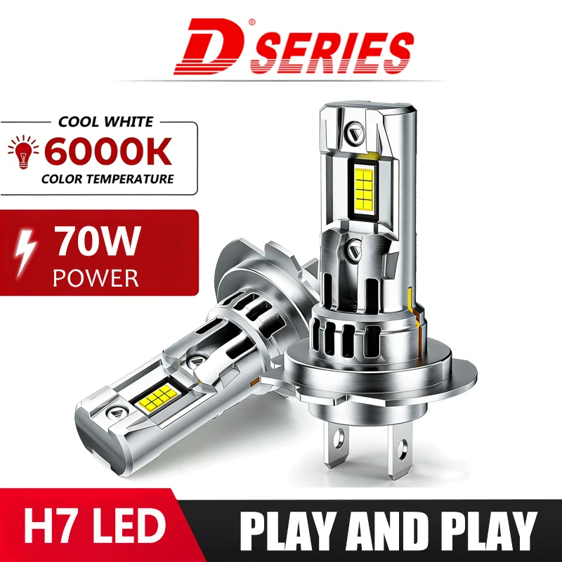 

2Pcs Car H7 LED Headlight Bulb Mini Turbo LED High Low Beam 70W 6500K For Car Headlamp Auto Head Lamp H7 12V White