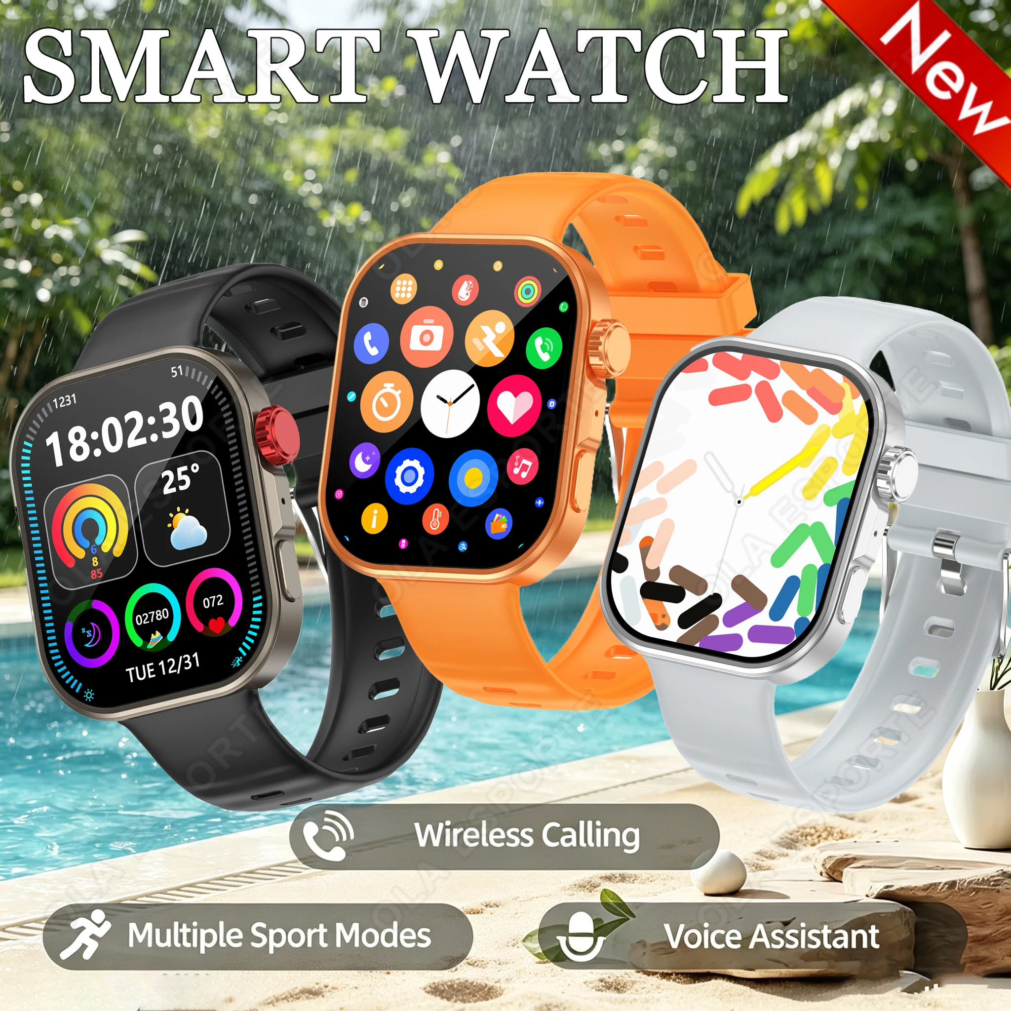 Smartwatch Android-Telefon 2,01'' Zoll Farbdisplay Bluetooth-Anruf Blutsauerstoff-/Blutdrucküberwachung Smartwatch für Damen und Herren HW12