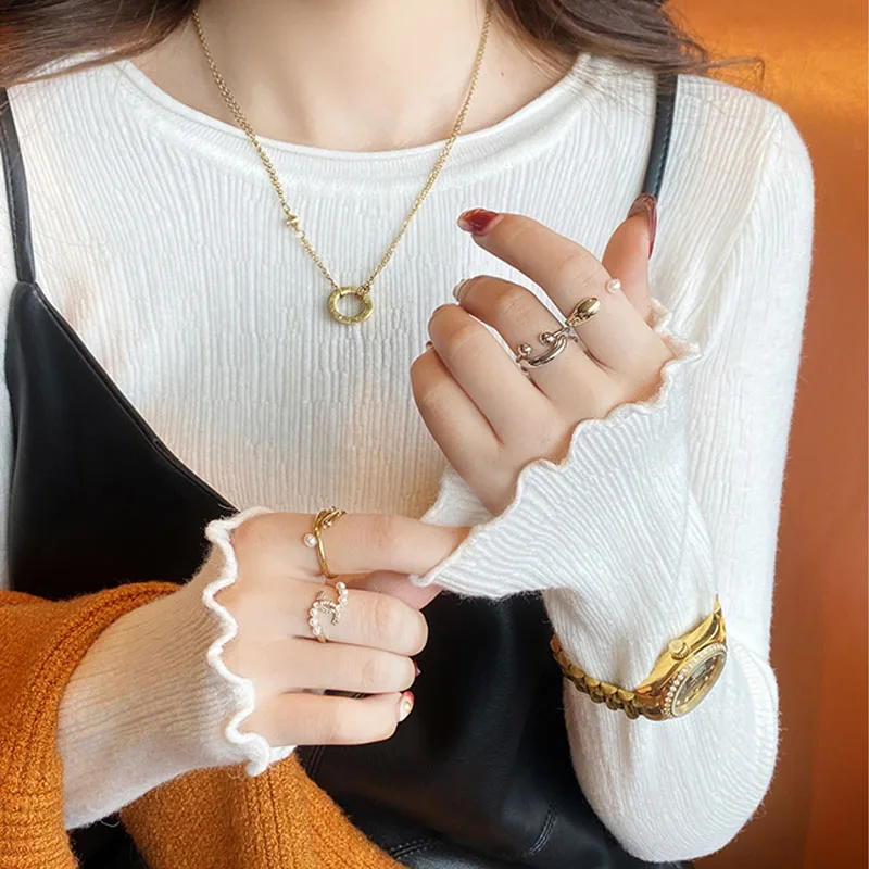 

Вязаный свитер, женские пуловеры, новый черный вязаный свитер с длинным рукавом и круглым вырезом, пуловер, женские топы, трикотажные изделия Sueters De Mujer Q1199