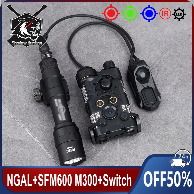 

Tactical WADSN NGAL Red/Green/Blue Indicator Surefir M300A M600C Hunting Scout Light With airsoft AXON Dual Control Switch Rail