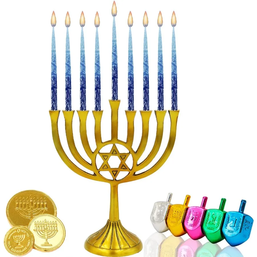 Candele di Hanukkah Candele affusolate deluxe satinate multi blu Hued Confezione singola per decorazioni natalizie e cerimonie religiose Ele