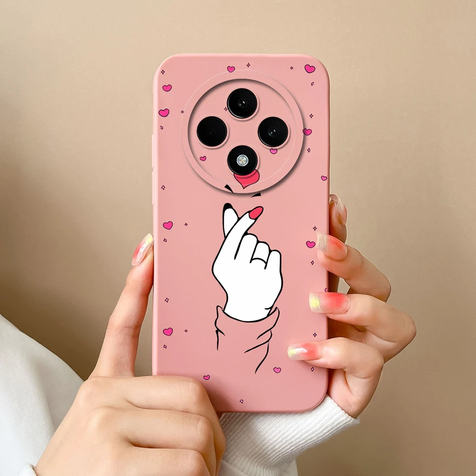 Love Heart Case For Oppo Reno 12F Phone Shell Soft Liquid Silicone Camera Protection Back Cover For Oppo Reno12F 12 F Bumper