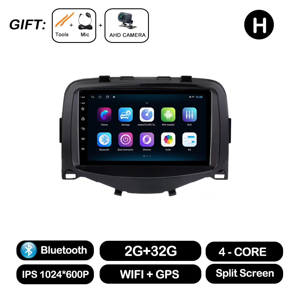 7 Inch Voor Toyota Aygo Peugeot 108 Citroen C1 2016-2020 Autoradio Autoradio Multimedia Speler Carplay 4G + Wifi Bt Dsp Stereo