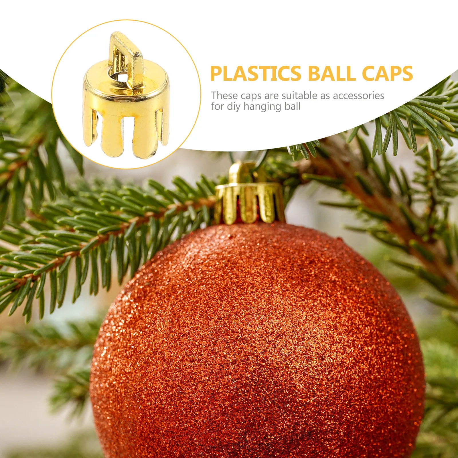 12pcs Hanging Ball Pendant Caps for DIY Christmas Ornaments – Plastic Ornament Covers & Xmas Fittings