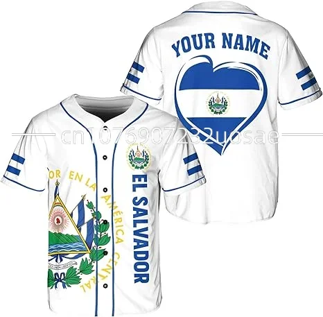2024 New El Salvador Baseball Shirt Jersey Summer Casual Fashion Baseball Shirt Custom Name Number Men\'s and Women\'s Top