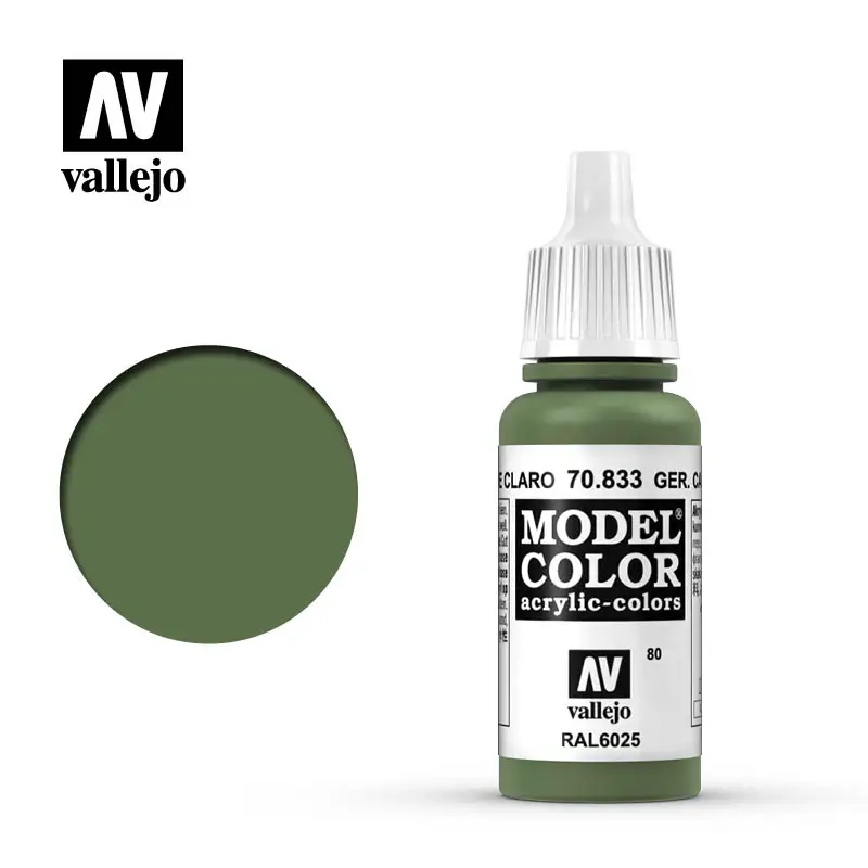 Vallejo Paint Acrylic Spain AV 70833 080 RAL6025  A. Cam. Verde Claro German Cam. Bright Green Model Coloring Water-Based Hand