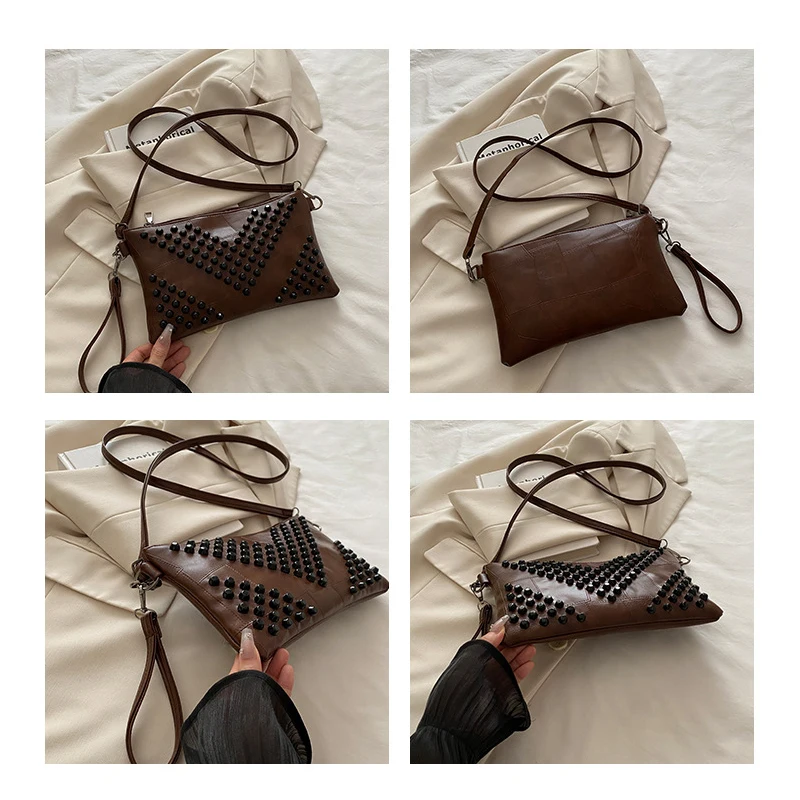 حقيبة كروس أنيقة غير رسمية على الموضة الأوروبية الرجعية 2025 حقيبة كتف برشام شخصية عصرية للرجال والنساء