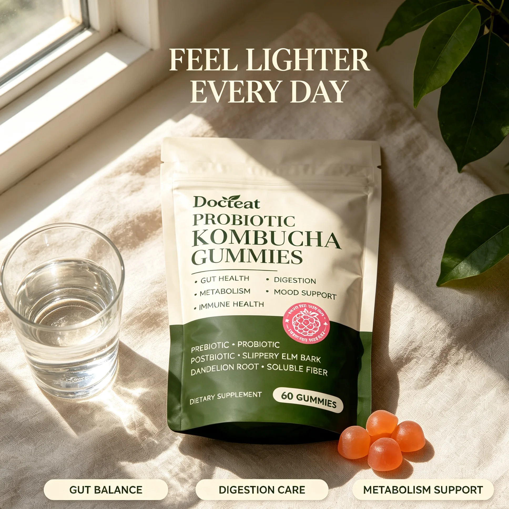 Health Wellness Gummies - Adults Probiotic Gummies Support Gut Flora