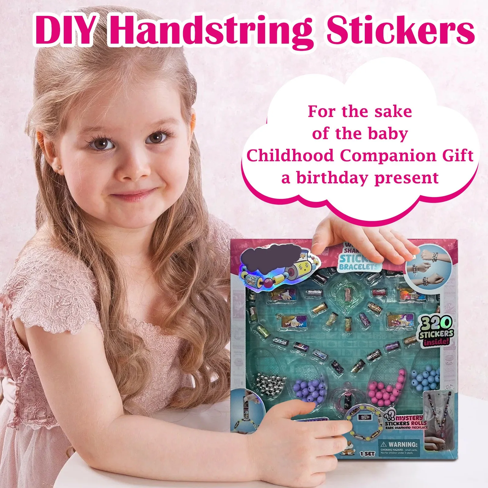 Pegatinas de pulsera creativas para niñas, pulsera con cuentas, juguete de pegatinas hecho a mano, Kit de pegatinas de pulsera con cuentas DIY, joyería artesanal para niñas