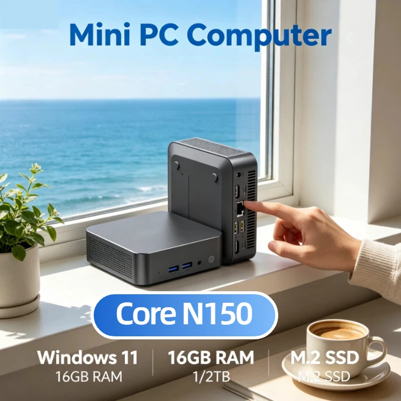 

High Bright 4K HD Mini Desktop PC Core N150 Windows 11 Pro 32GB RAM 1TB 2TB SSD WIFI 6 BT5.2 Office Study 3 Years Warranty