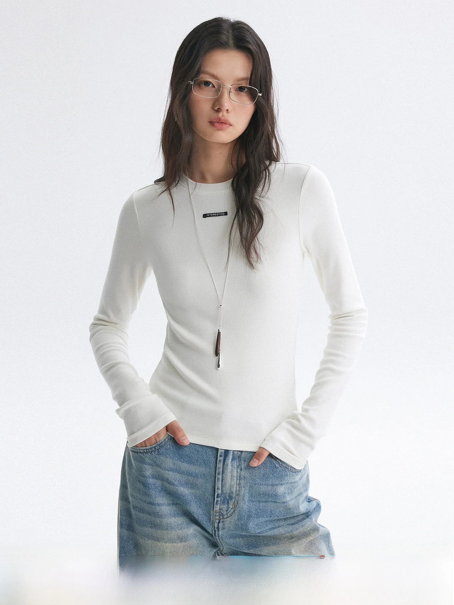 

Slim Fit round Ne Long Sve T-irt Bymolycho Basic Bla White Underwear irt Commute Sle Spring Season Ladies Top