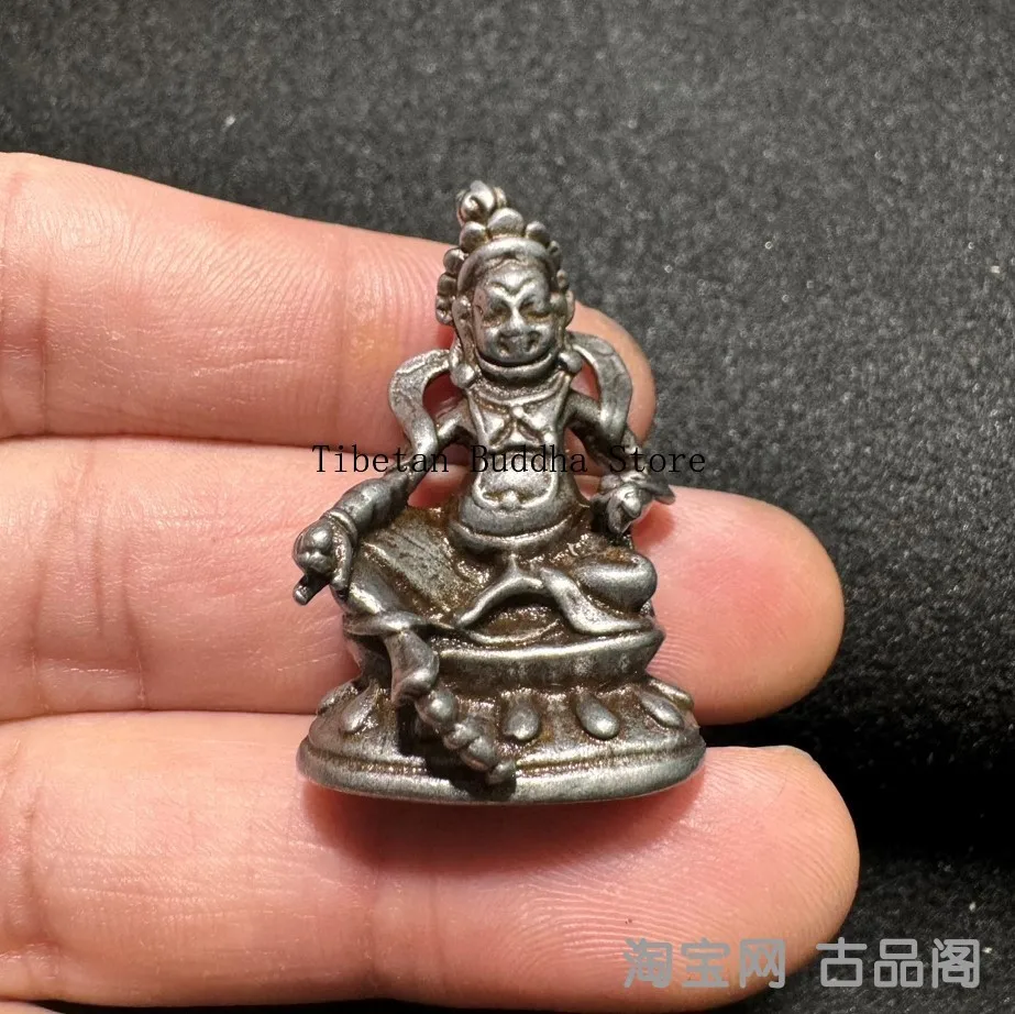 Antique Tiantie Yellow God of Wealth Mini Buddha Statue Ornament Crafts Pure Iron Tibetan Carry-on to Keep the Bodhisattva Safe